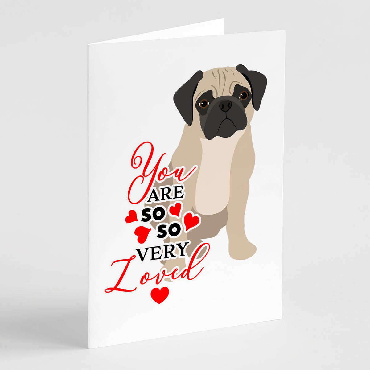 Buy this Pug Fawn #3 so Loved Greeting Cards and Envelopes Pack of 8