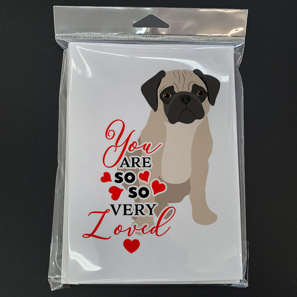 Pug Fawn #3 so Loved Greeting Cards and Envelopes Pack of 8 - the-store.com