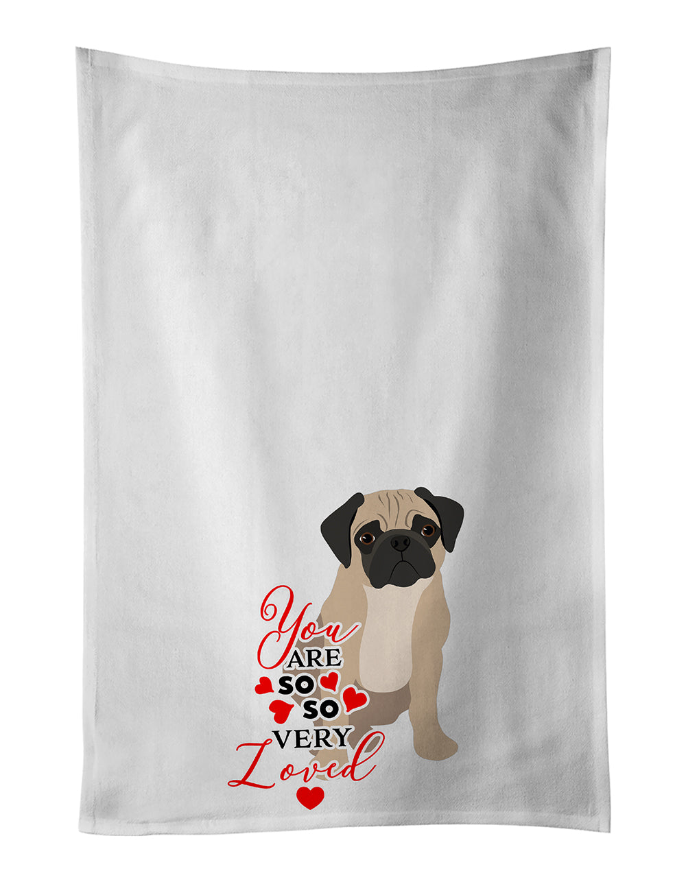 Buy this Pug Fawn #3 so Loved White Kitchen Towel Set of 2