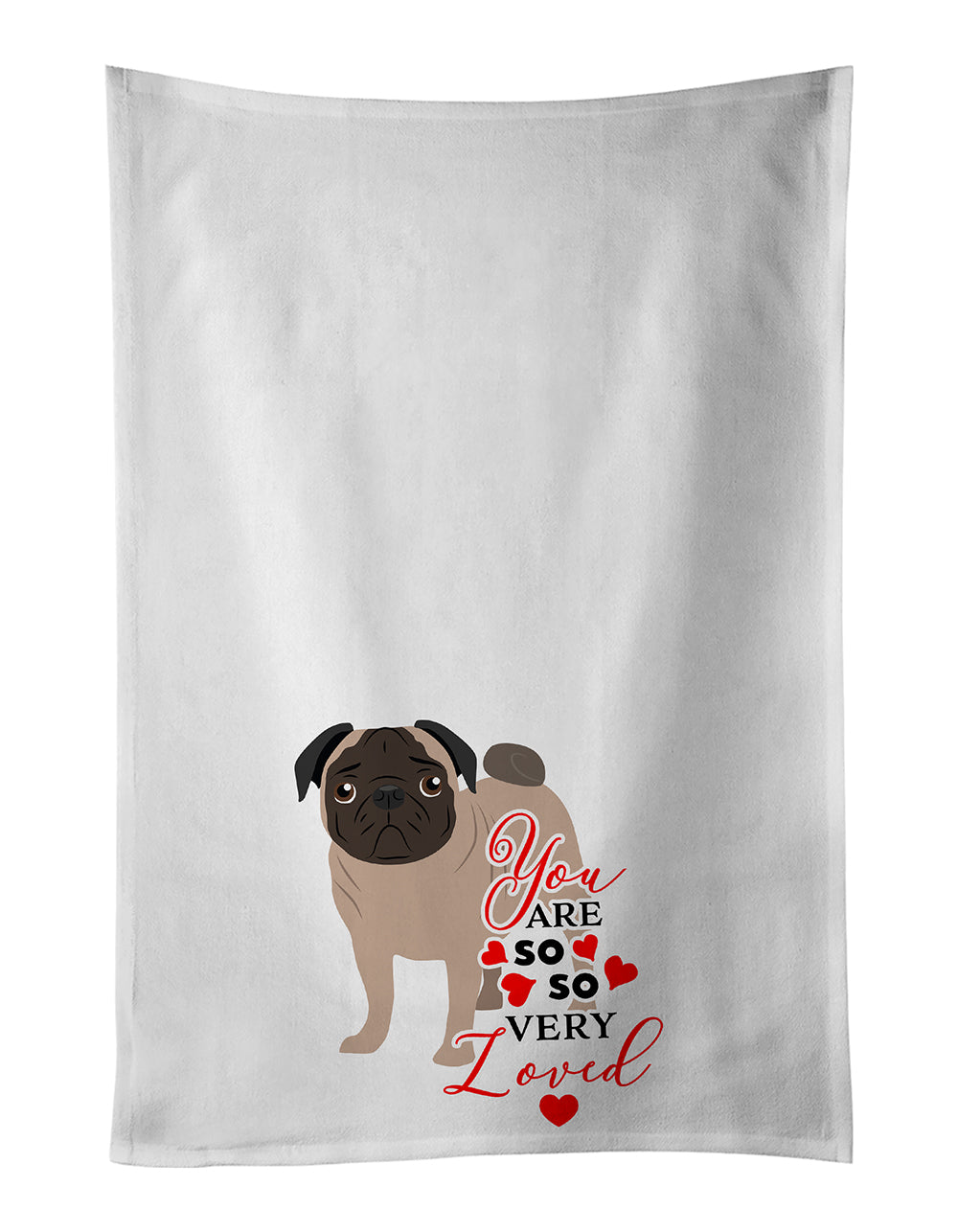 Buy this Pug Fawn #4 so Loved White Kitchen Towel Set of 2