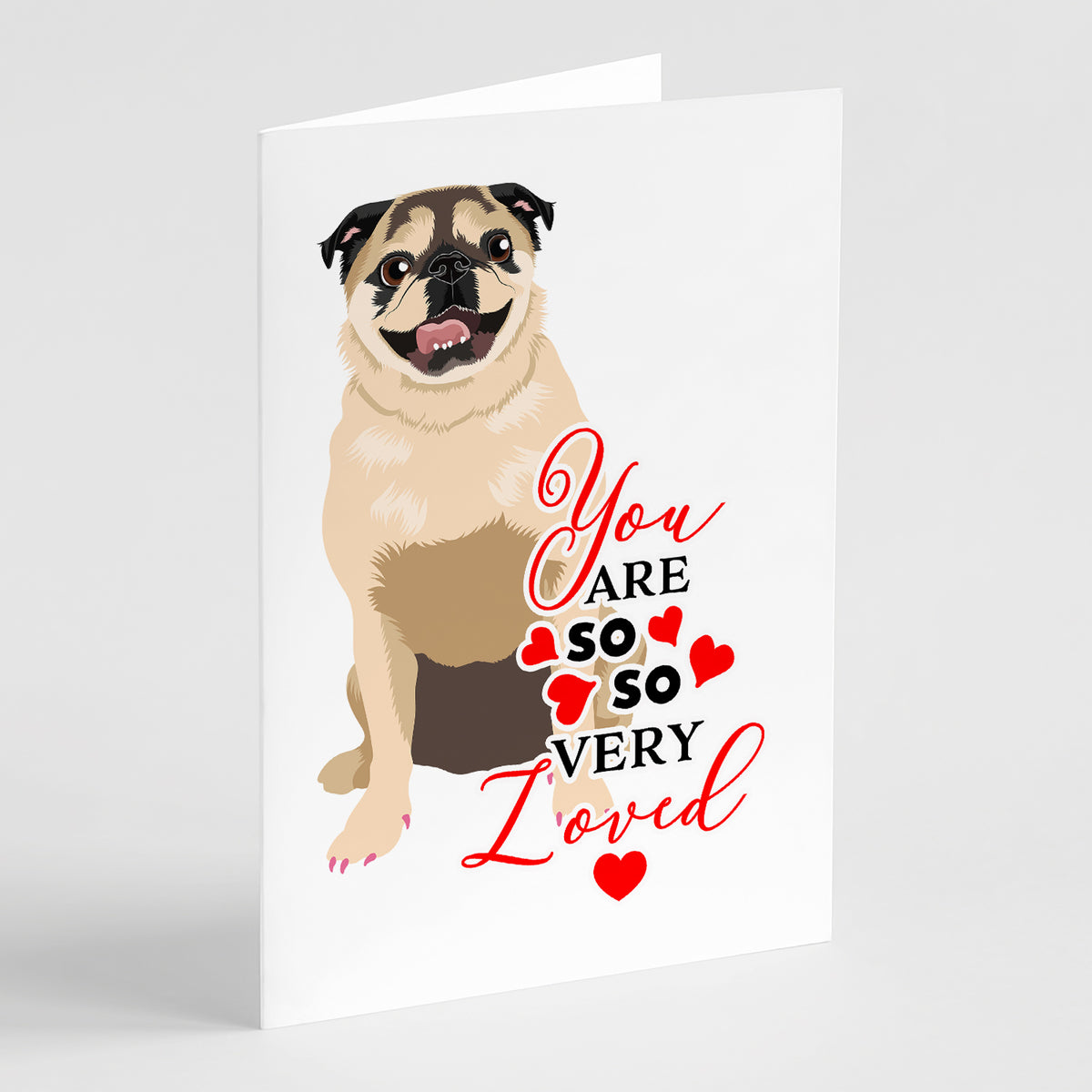 Buy this Pug Fawn #5 so Loved Greeting Cards and Envelopes Pack of 8