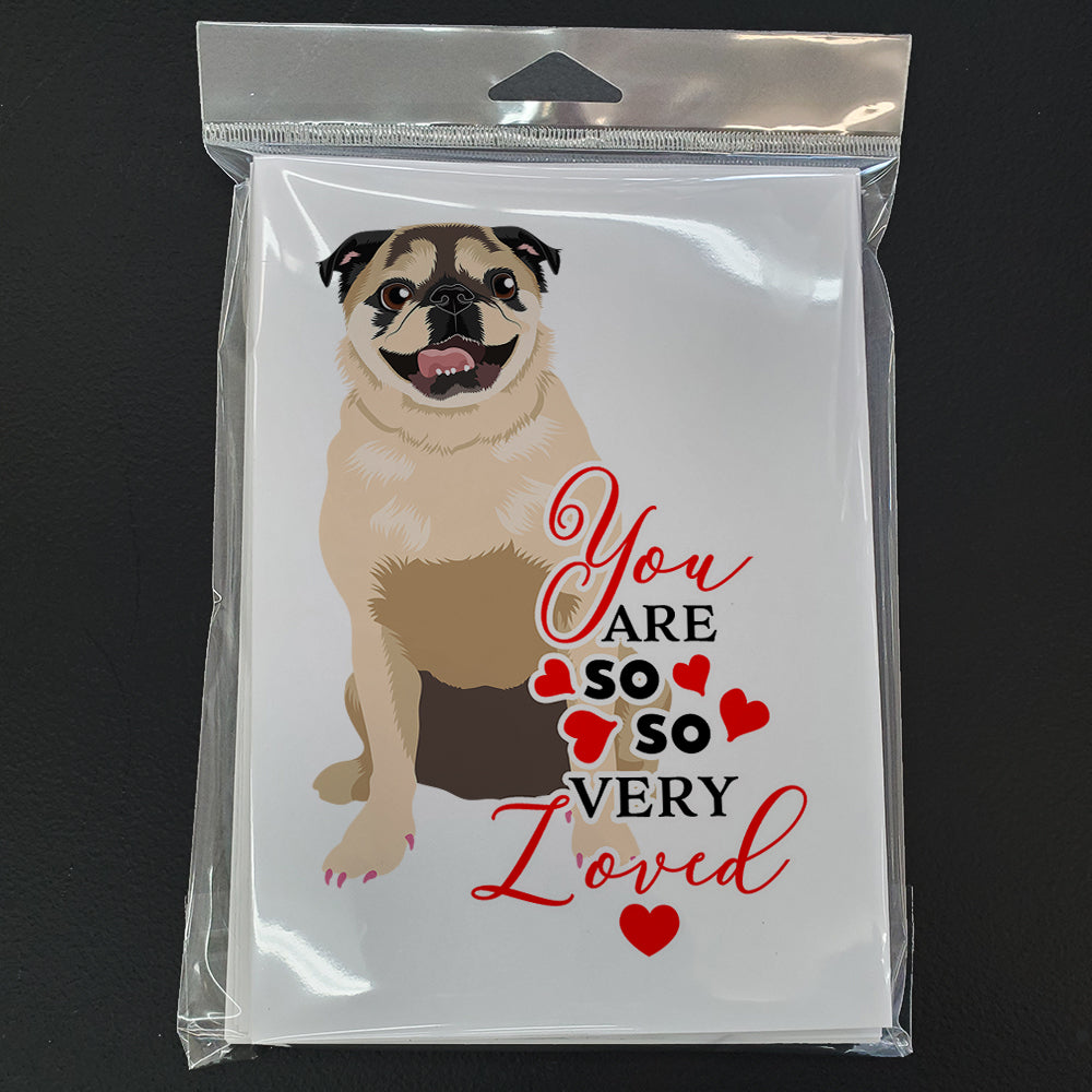 Pug Fawn #5 so Loved Greeting Cards and Envelopes Pack of 8 - the-store.com