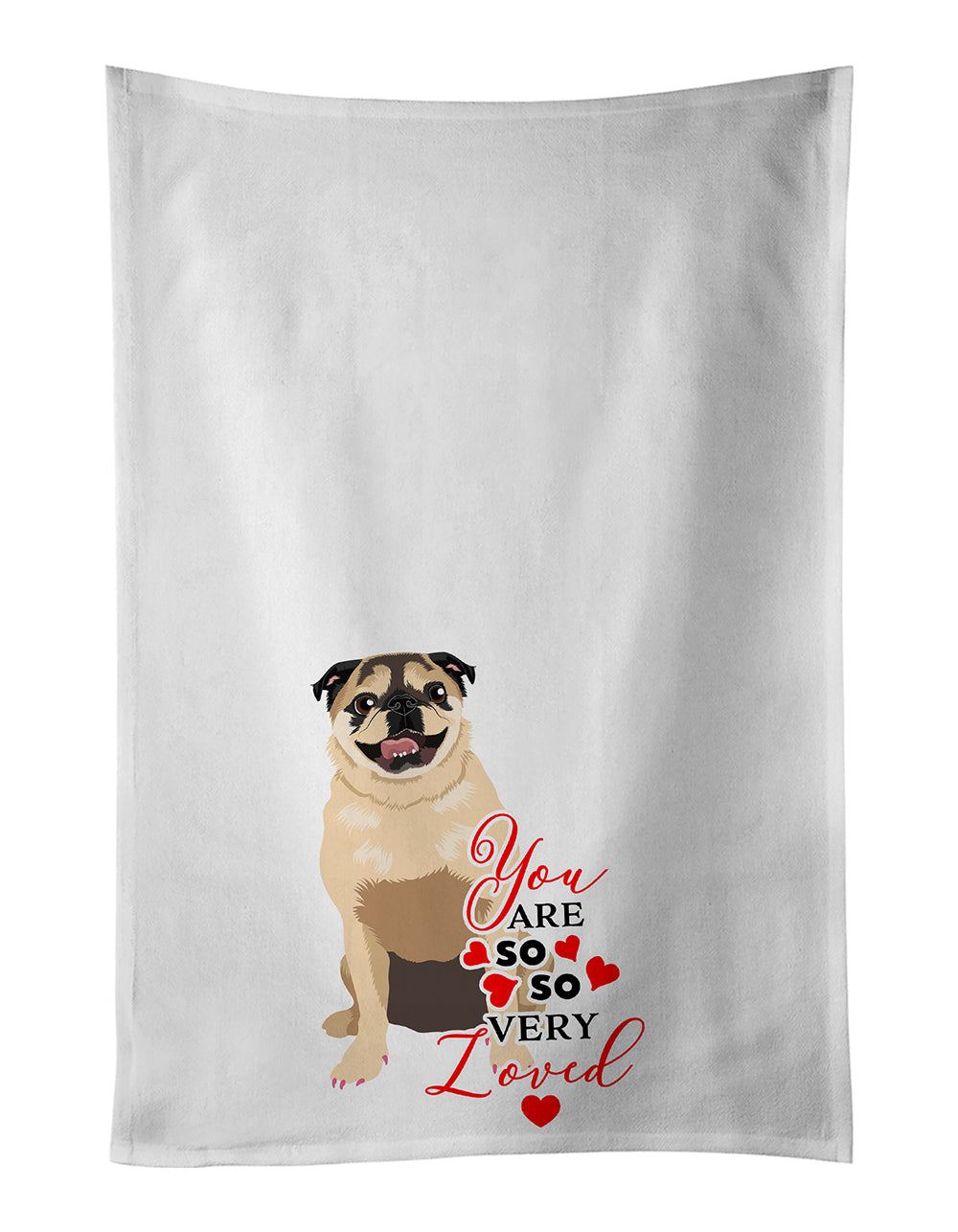 Buy this Pug Fawn #5 so Loved White Kitchen Towel Set of 2