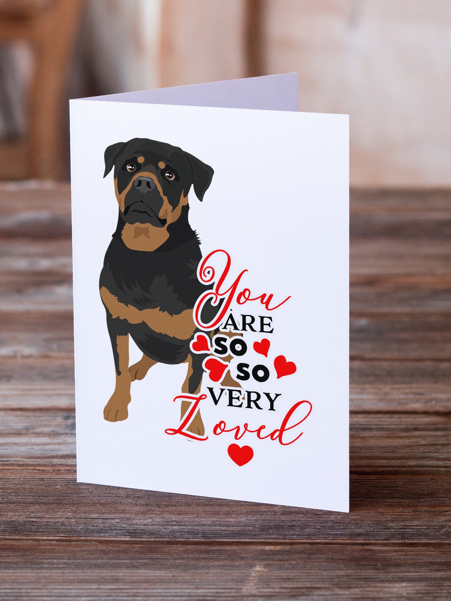 Buy this Rottweiler Black and Mahogany so Loved Greeting Cards and Envelopes Pack of 8