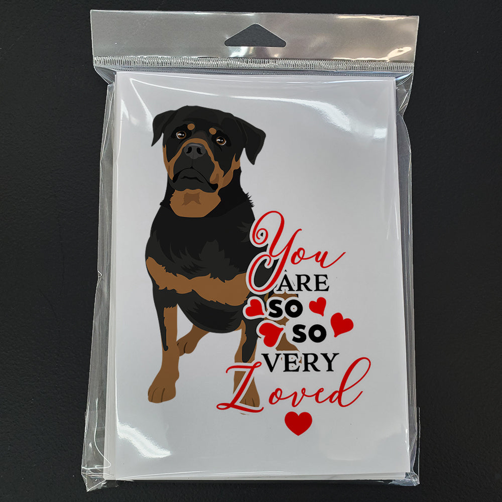 Rottweiler Black and Mahogany so Loved Greeting Cards and Envelopes Pack of 8 - the-store.com