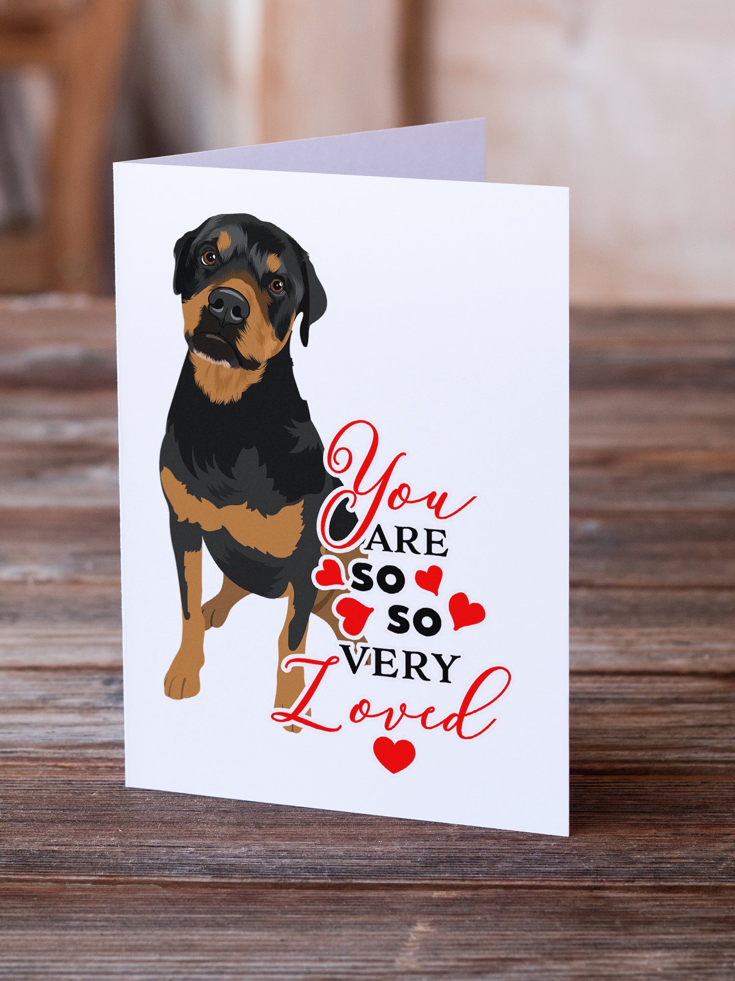 Buy this Rottweiler Black and Rust so Loved Greeting Cards and Envelopes Pack of 8
