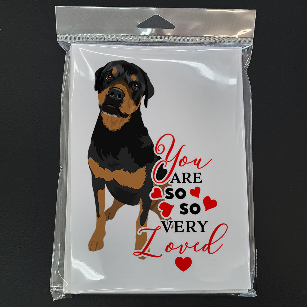 Rottweiler Black and Rust so Loved Greeting Cards and Envelopes Pack of 8 - the-store.com