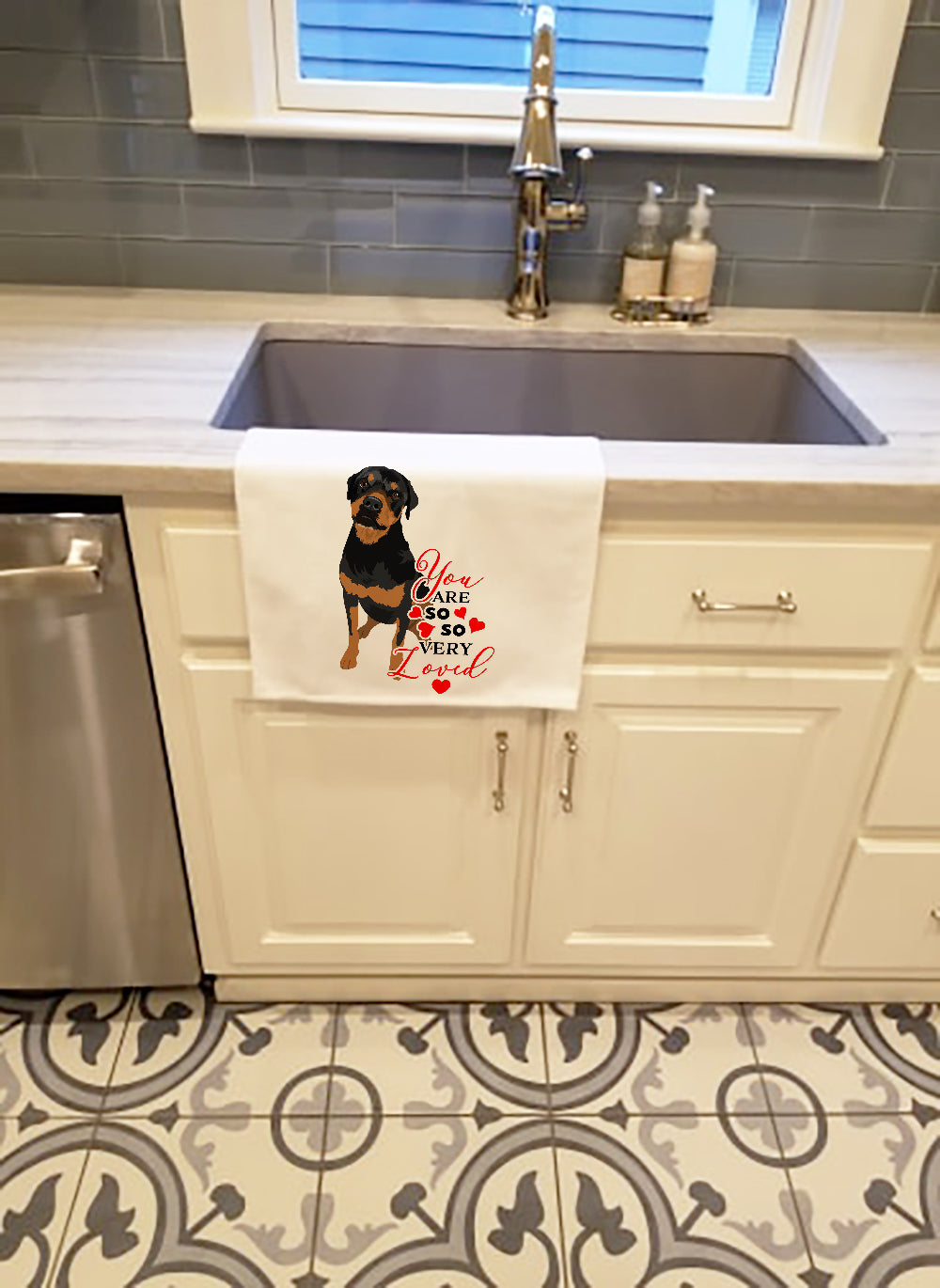 Rottweiler Black and Rust so Loved White Kitchen Towel Set of 2 - the-store.com