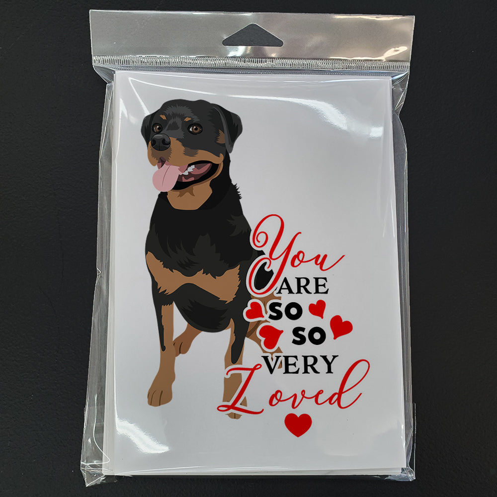 Rottweiler Black and Tan #1 so Loved Greeting Cards and Envelopes Pack of 8 - the-store.com