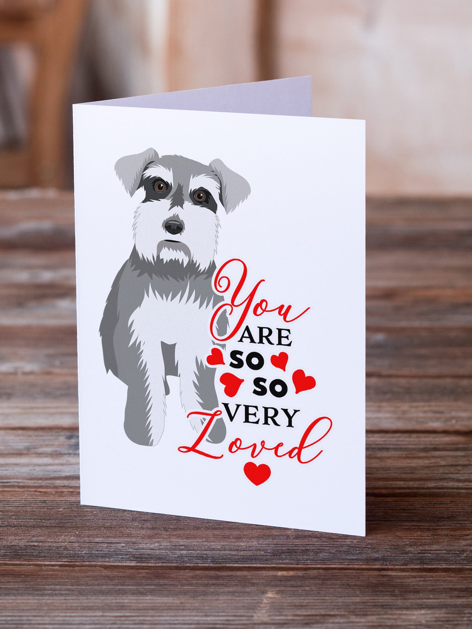 Schnauzer Salt and Pepper #1 so Loved Greeting Cards and Envelopes Pack of 8 - the-store.com