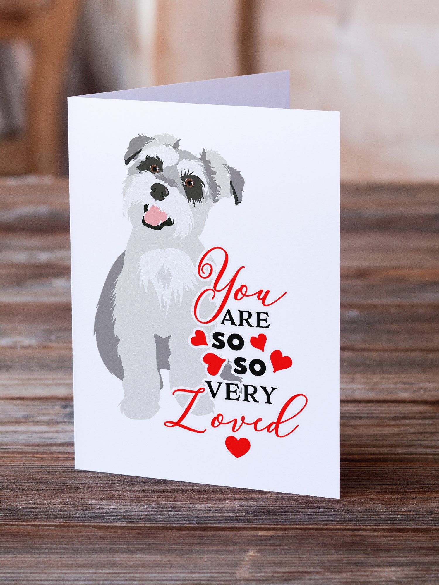 Schnauzer Salt and Pepper #2 so Loved Greeting Cards and Envelopes Pack of 8 - the-store.com