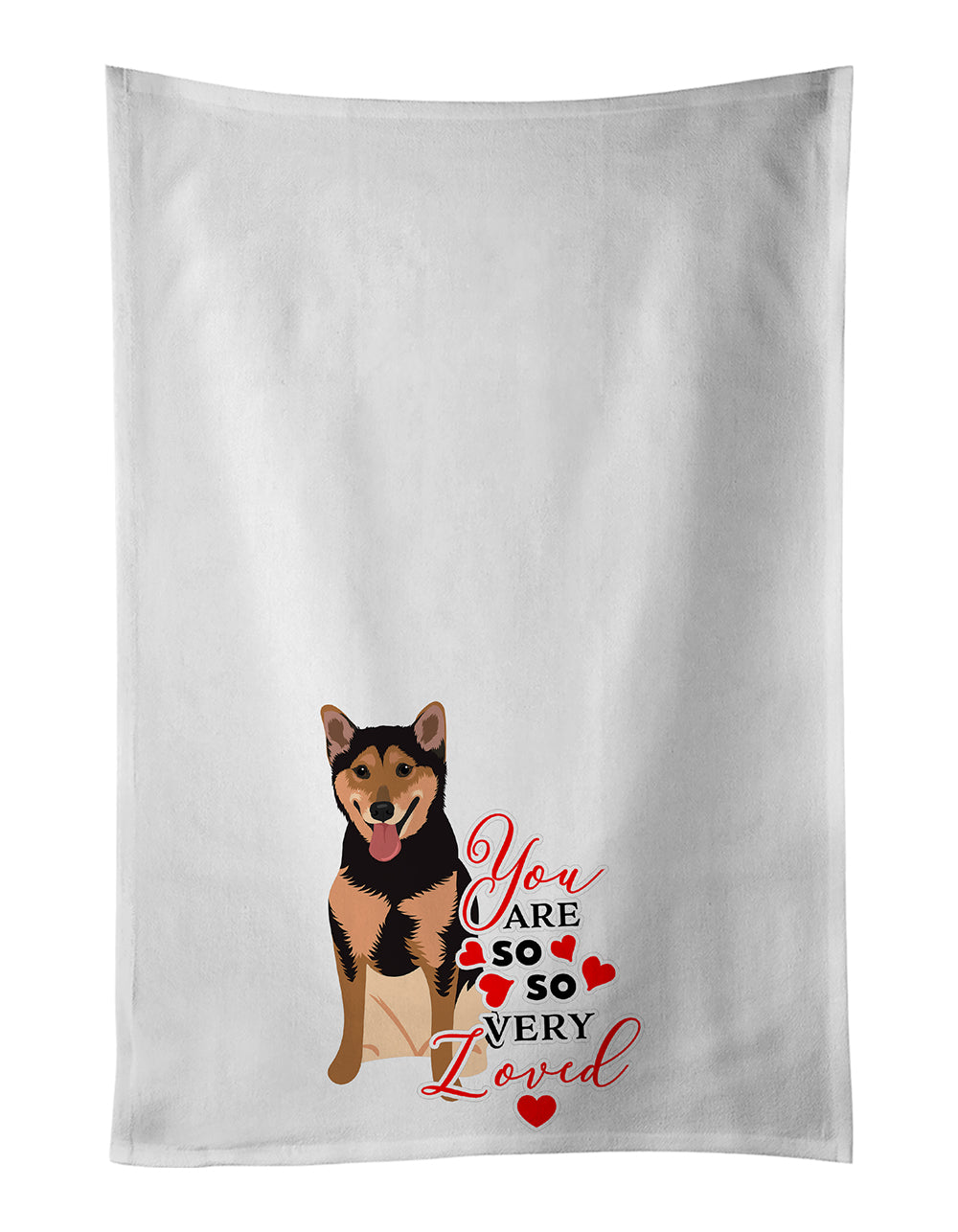 Buy this Shiba Inu Black and Tan so Loved White Kitchen Towel Set of 2
