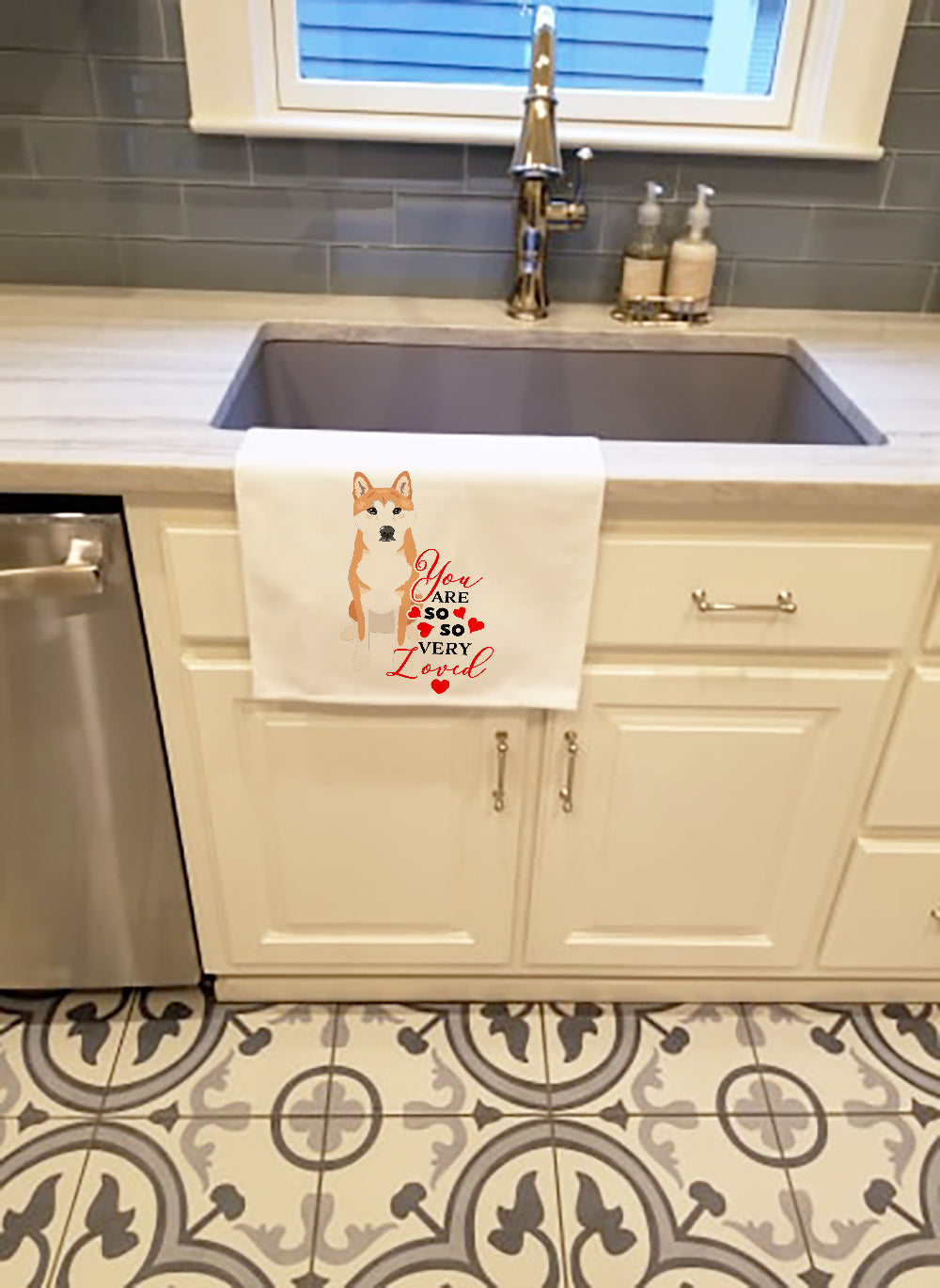 Shiba Inu Red #1 so Loved White Kitchen Towel Set of 2 - the-store.com