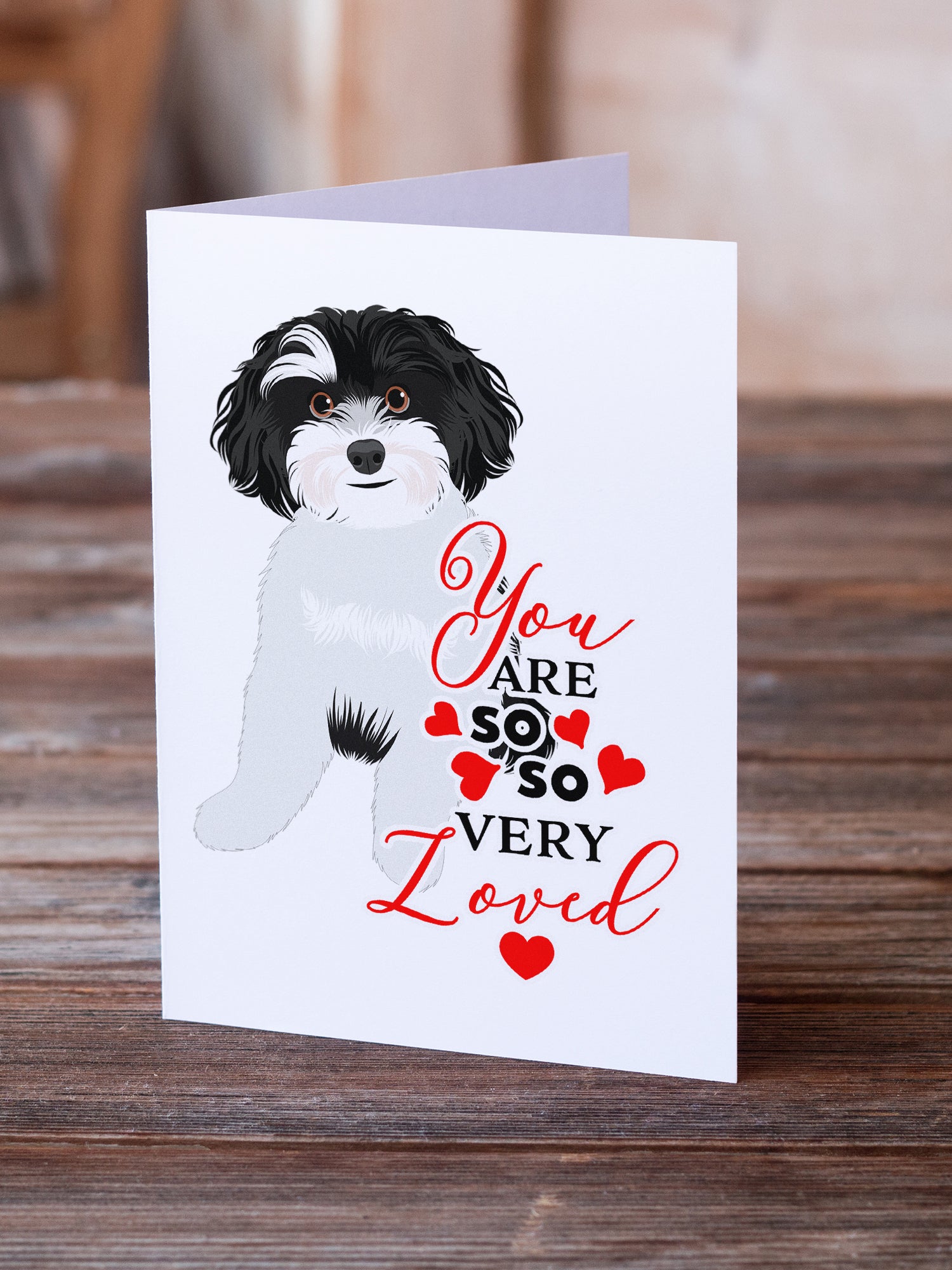 Buy this Shih-Tzu Black and White #1 so Loved Greeting Cards and Envelopes Pack of 8