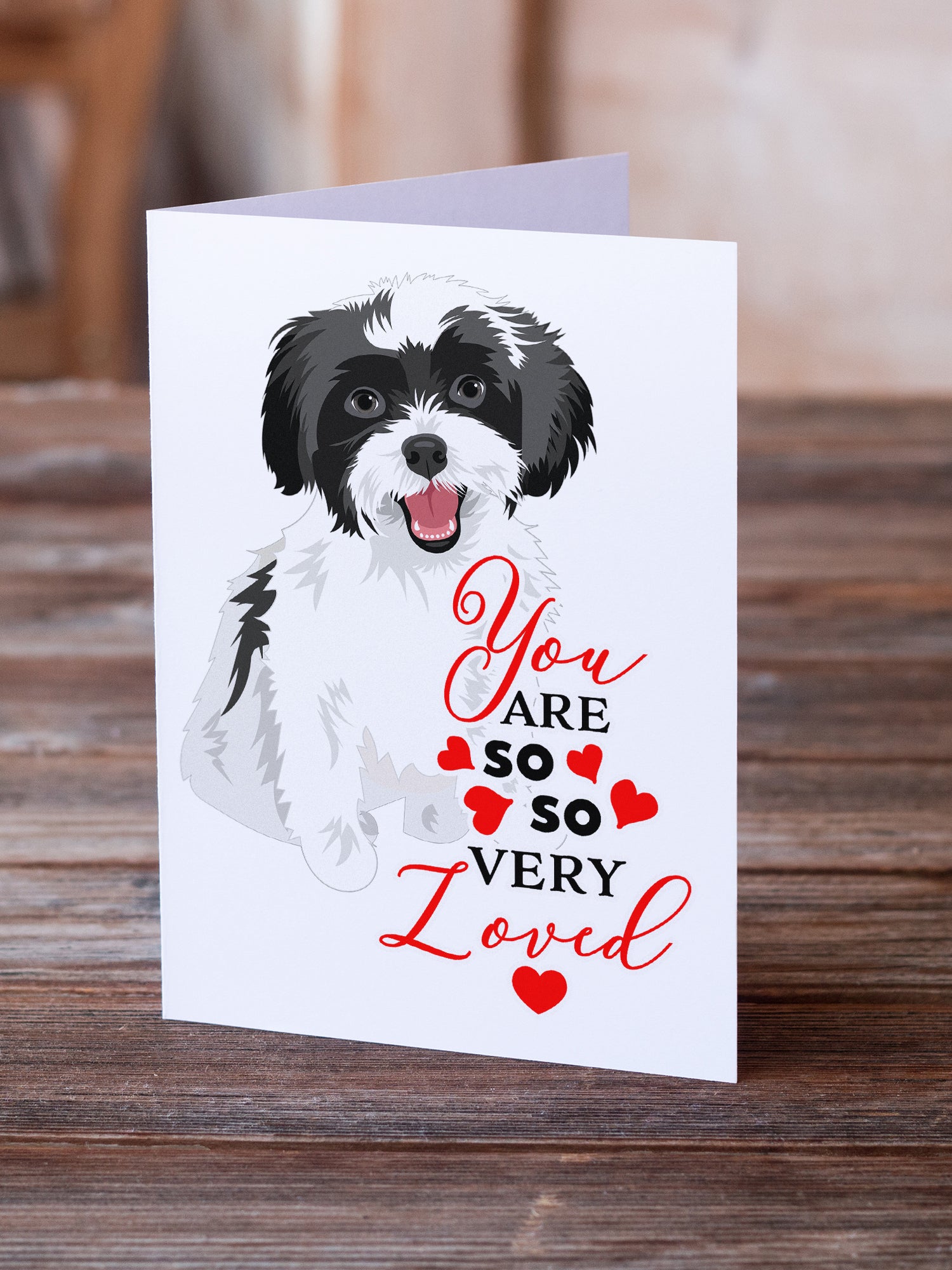 Buy this Shih-Tzu Black and White #3 so Loved Greeting Cards and Envelopes Pack of 8