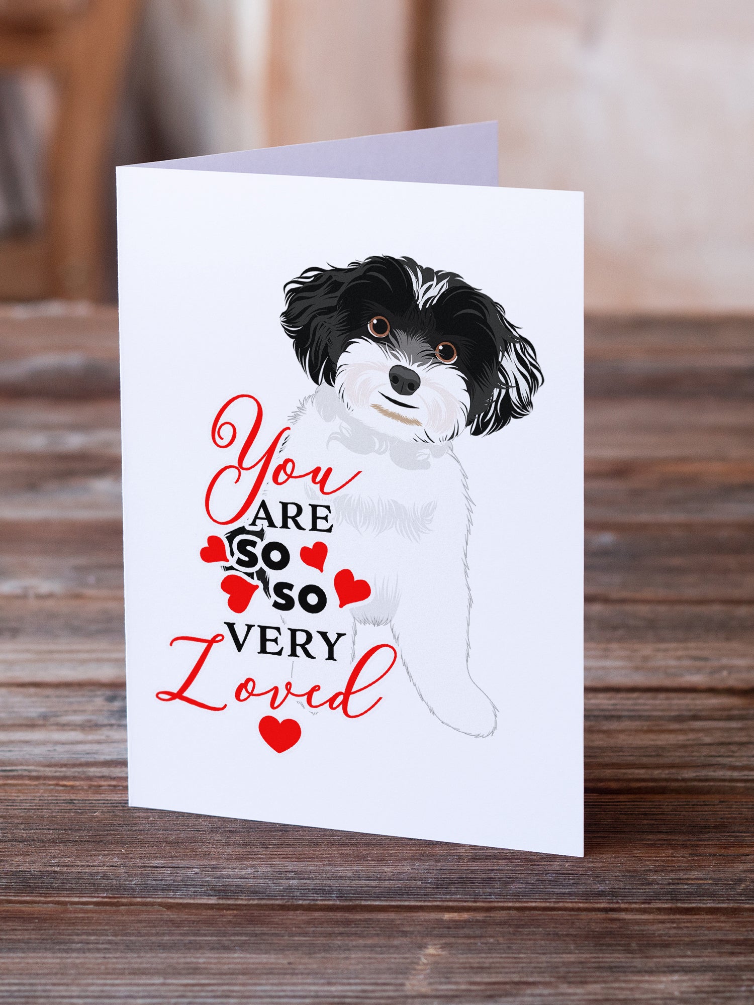 Buy this Shih-Tzu Black and White #4 so Loved Greeting Cards and Envelopes Pack of 8