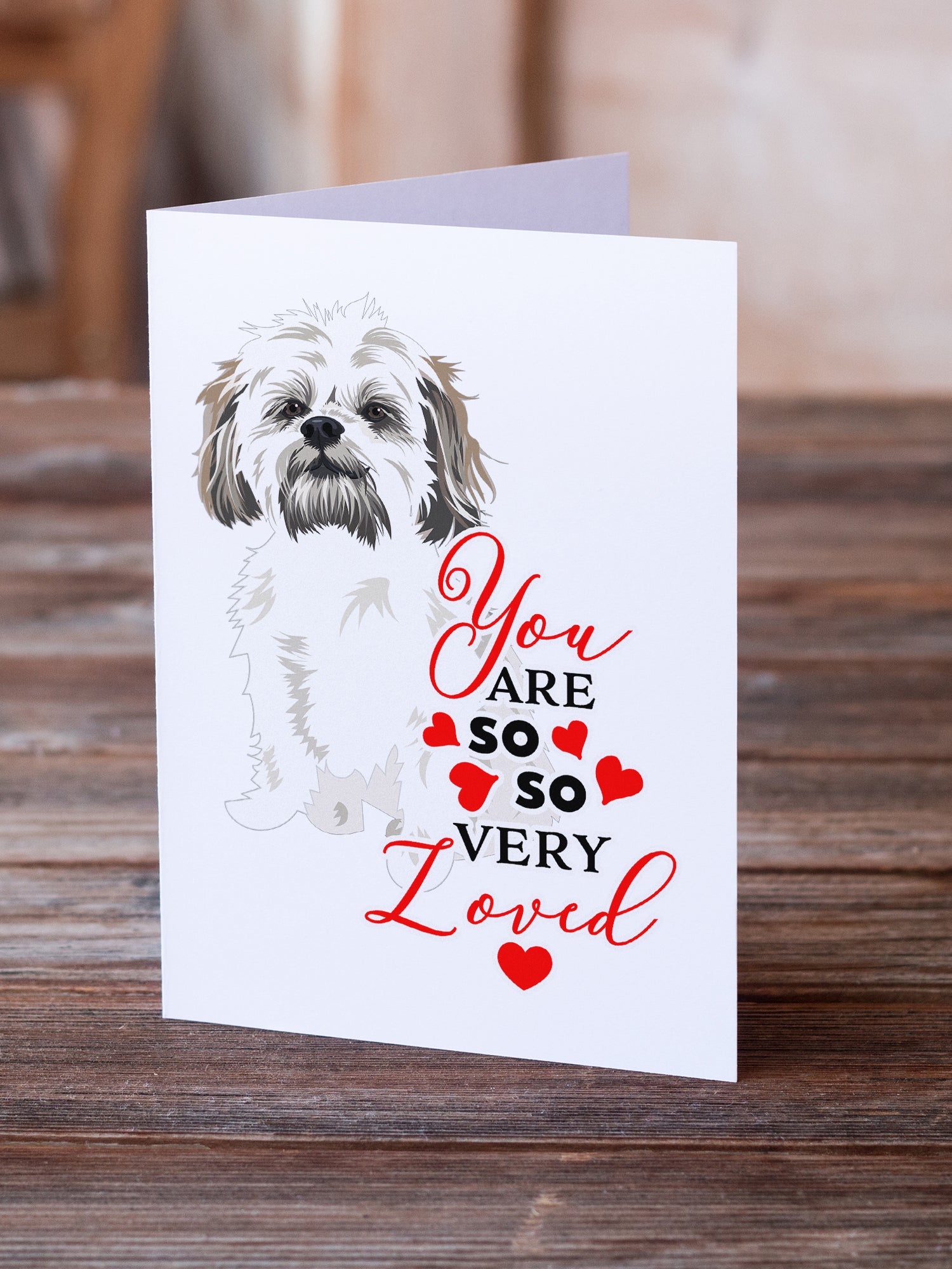 Buy this Shih-Tzu Silver Gold and White #1 so Loved Greeting Cards and Envelopes Pack of 8