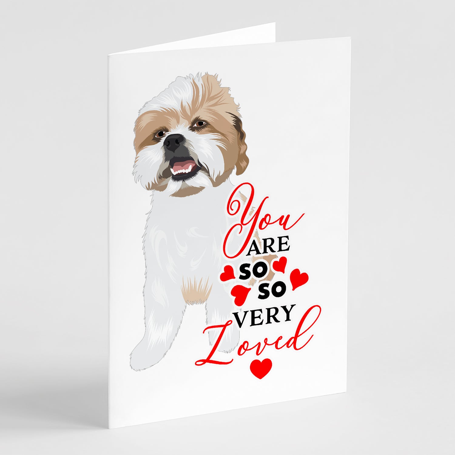 Buy this Shih-Tzu Silver Gold and White #2 so Loved Greeting Cards and Envelopes Pack of 8