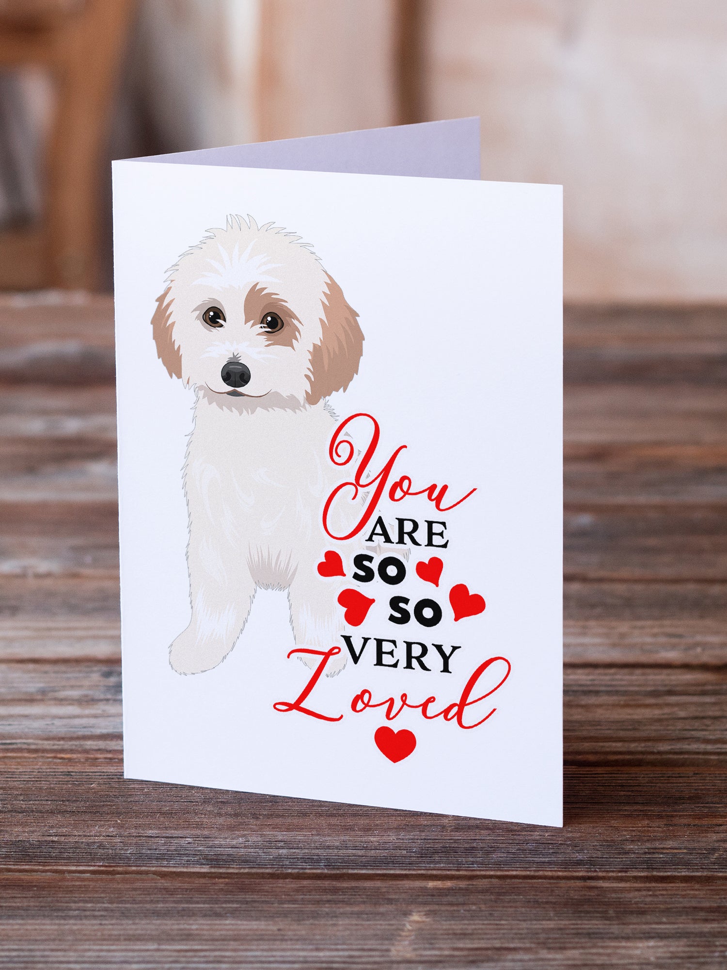 Buy this Shih-Tzu White and Red so Loved Greeting Cards and Envelopes Pack of 8