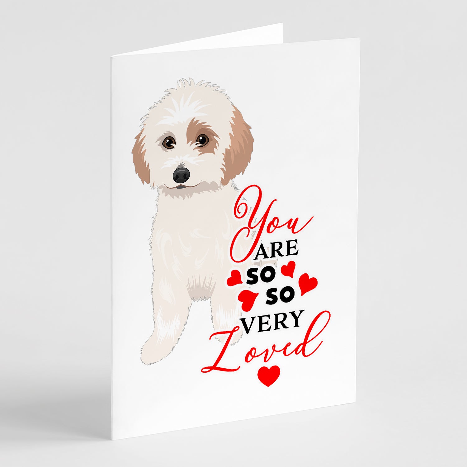 Buy this Shih-Tzu White and Red so Loved Greeting Cards and Envelopes Pack of 8