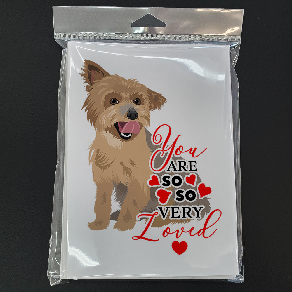 Yorkie Blue and Gold so Loved Greeting Cards and Envelopes Pack of 8 - the-store.com