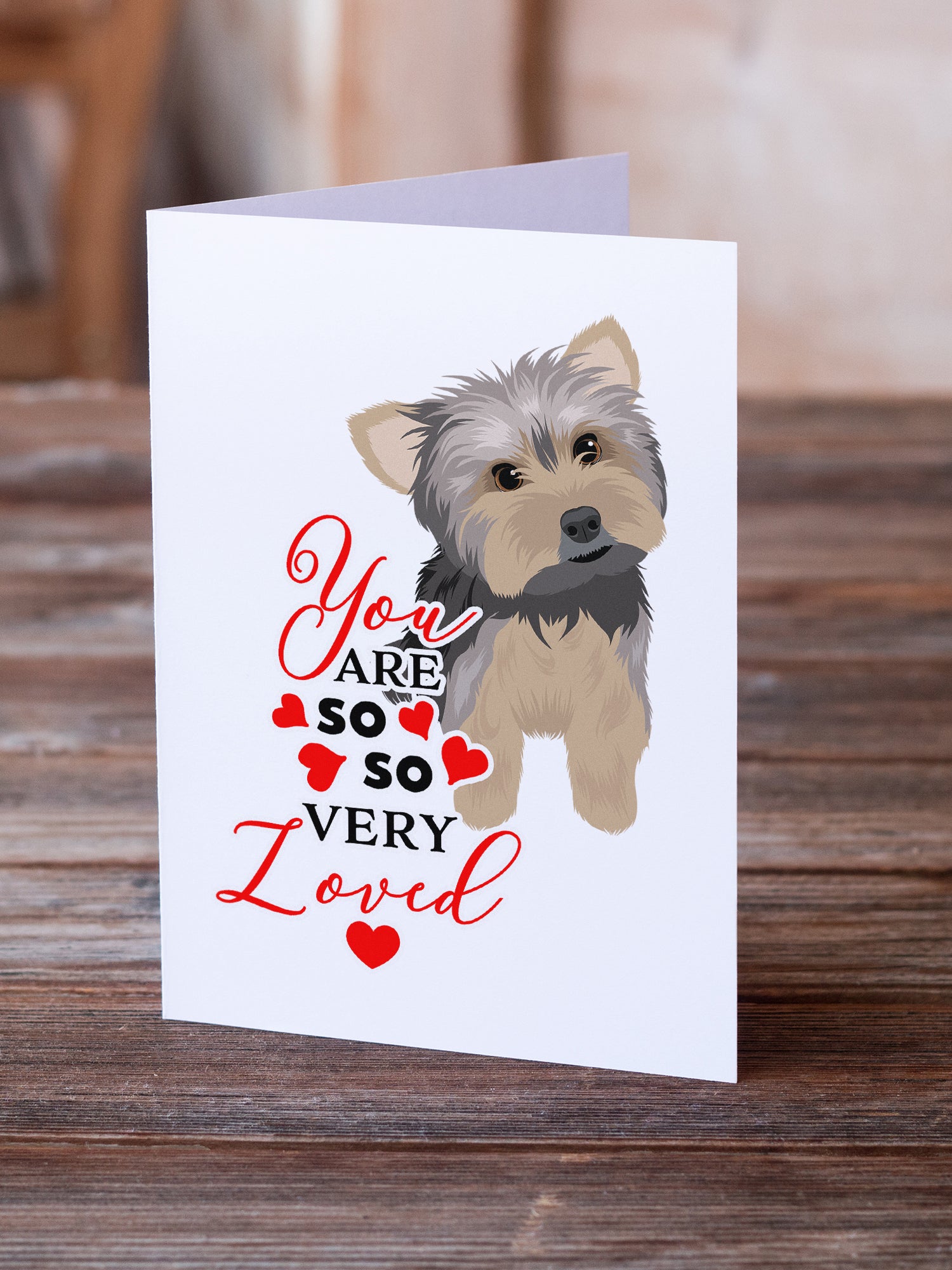 Yorkie Blue and Tan #2 so Loved Greeting Cards and Envelopes Pack of 8 - the-store.com