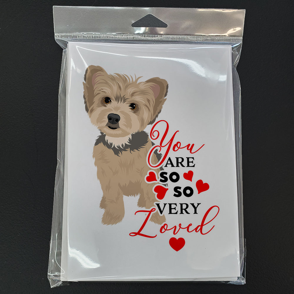 Yorkie Blue and Tan Puppy so Loved Greeting Cards and Envelopes Pack of 8 - the-store.com