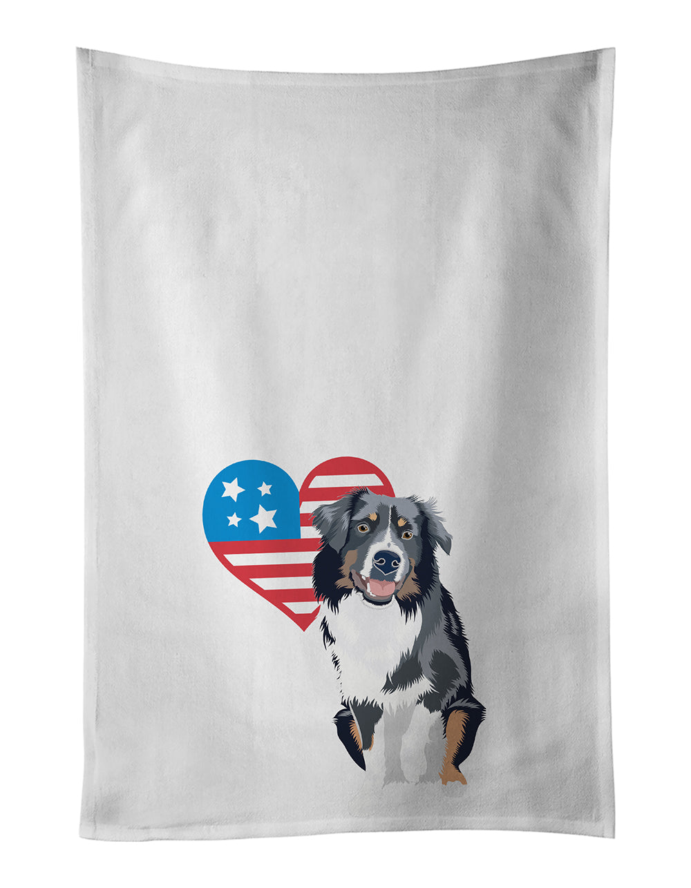 Buy this Australian Shepherd Black Tricolor #1 Patriotic White Kitchen Towel Set of 2