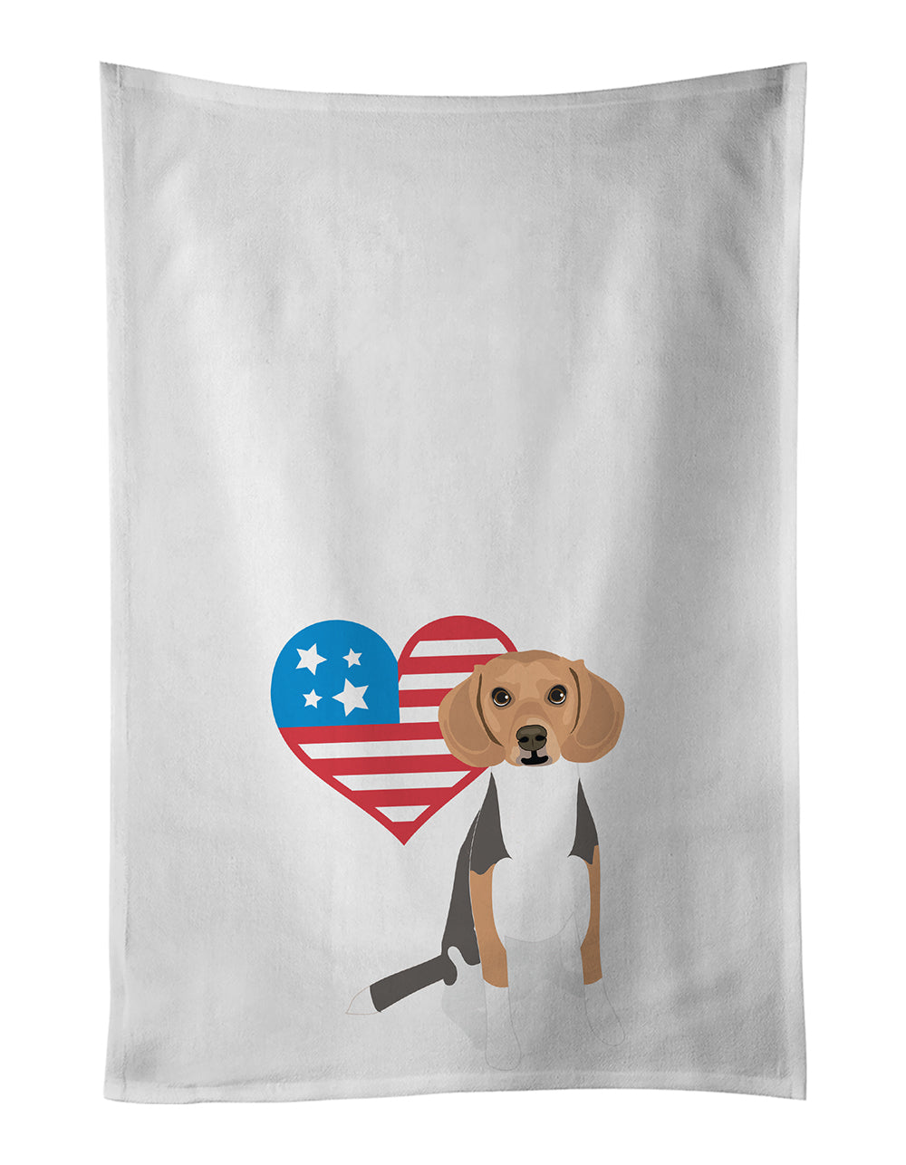 Buy this Beagle Tricolor #1 Patriotic White Kitchen Towel Set of 2