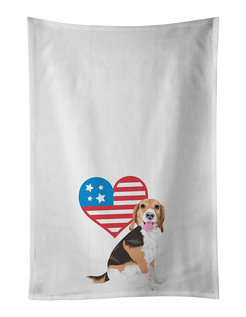 Buy this Beagle Tricolor Red Ticked #1 Patriotic White Kitchen Towel Set of 2