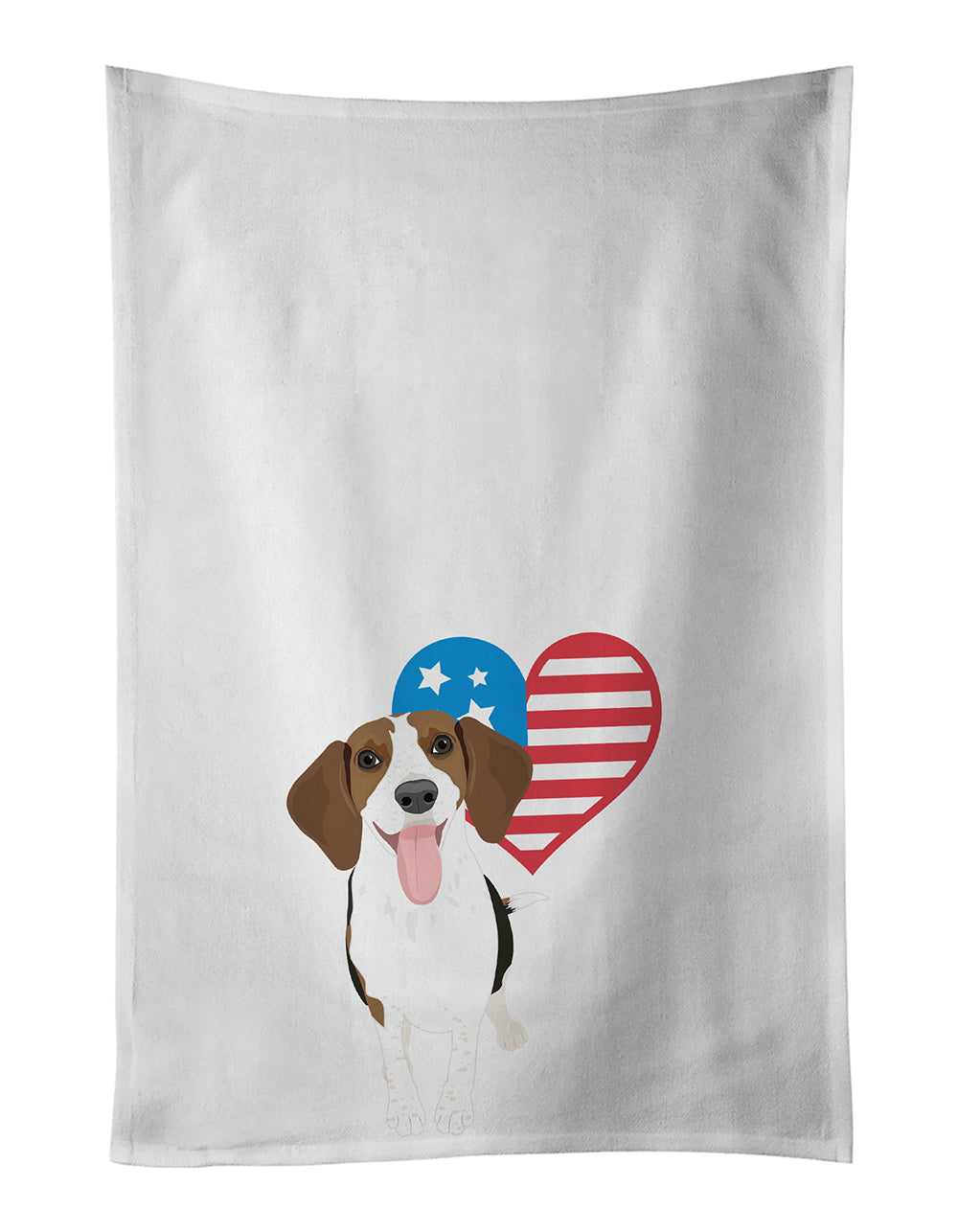 Buy this Beagle Tricolor Red Ticked #3 Patriotic White Kitchen Towel Set of 2