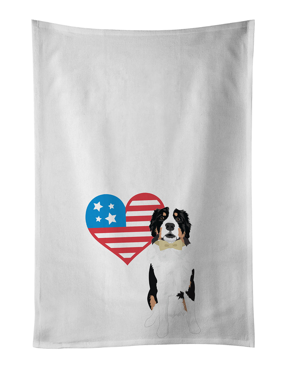 Buy this Bernese Mountain Dog #2 Patriotic White Kitchen Towel Set of 2