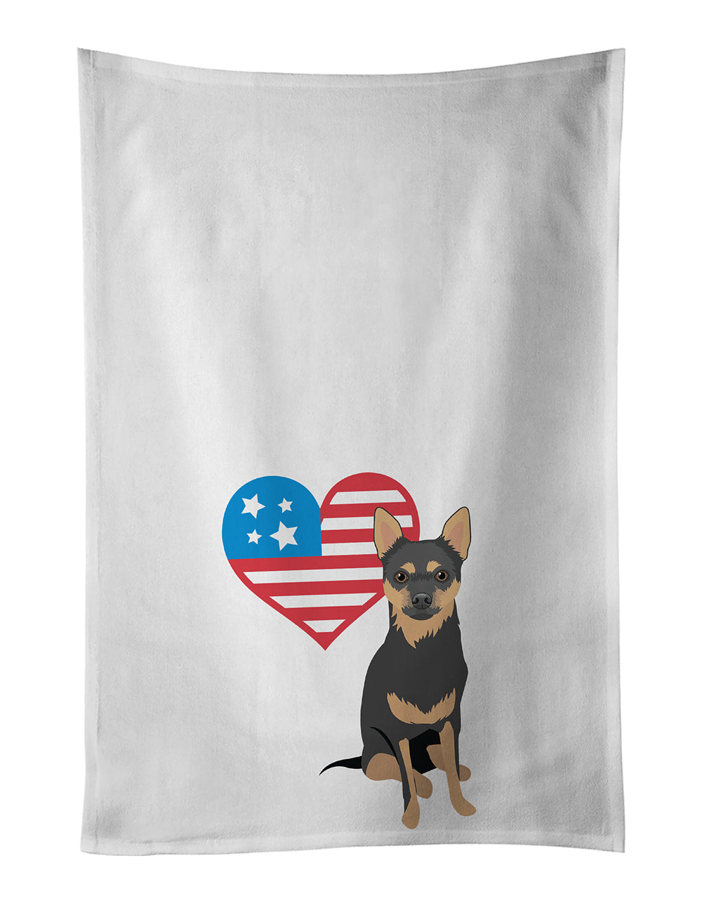 Buy this Chihuahua Black and Tan #1 Patriotic White Kitchen Towel Set of 2