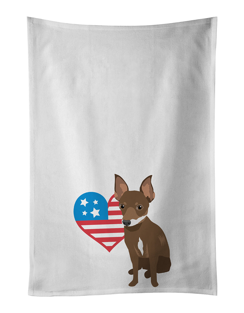Buy this Chihuahua Chocolate and White #2 Patriotic White Kitchen Towel Set of 2