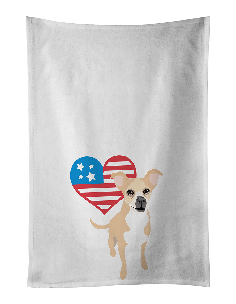 Buy this Chihuahua Gold and White Patriotic White Kitchen Towel Set of 2