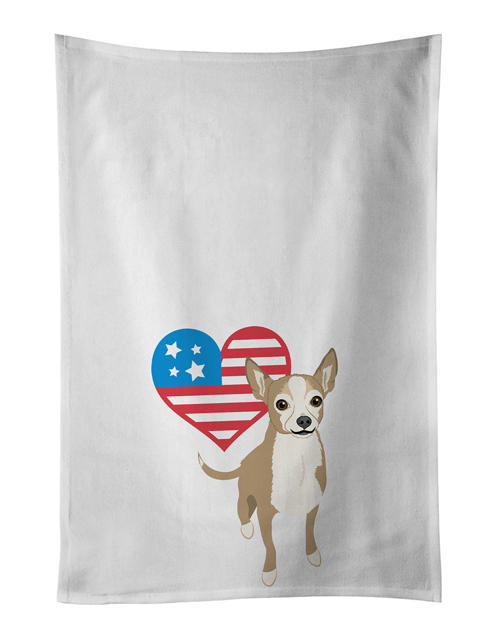 Buy this Chihuahua Silver and Tan Patriotic White Kitchen Towel Set of 2