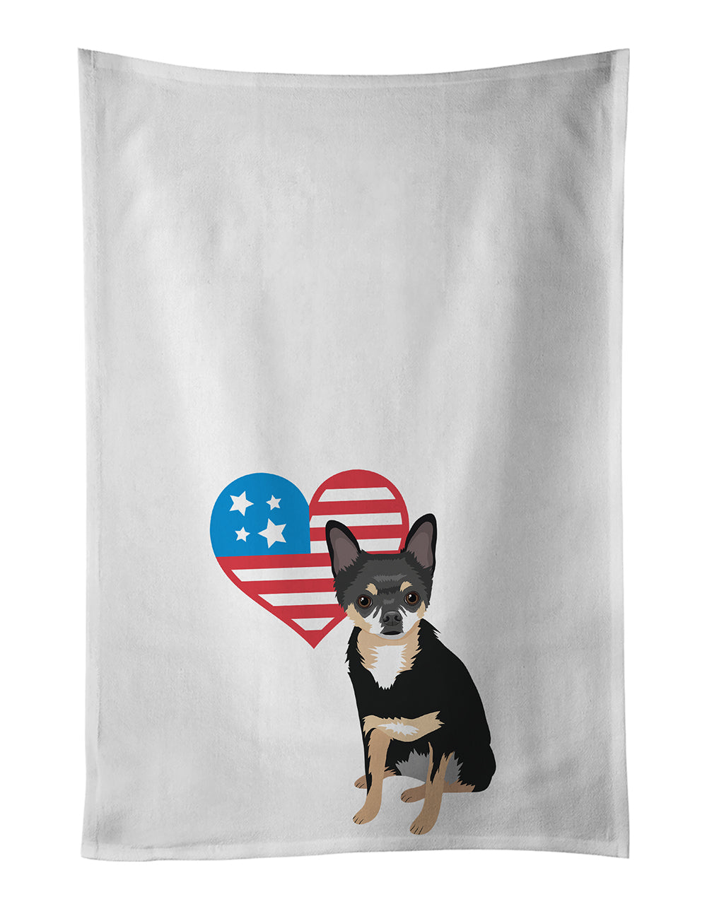 Buy this Chihuahua Tricolor #2 Patriotic White Kitchen Towel Set of 2