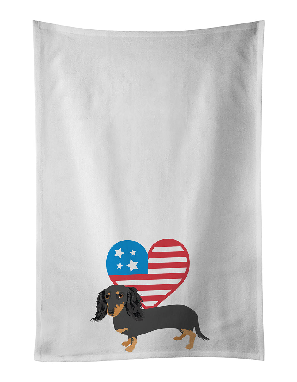 Buy this Dachshund Black and Tan #2 Patriotic White Kitchen Towel Set of 2