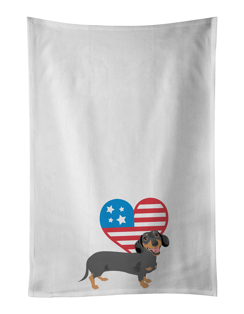 Buy this Dachshund Black and Tan #3 Patriotic White Kitchen Towel Set of 2