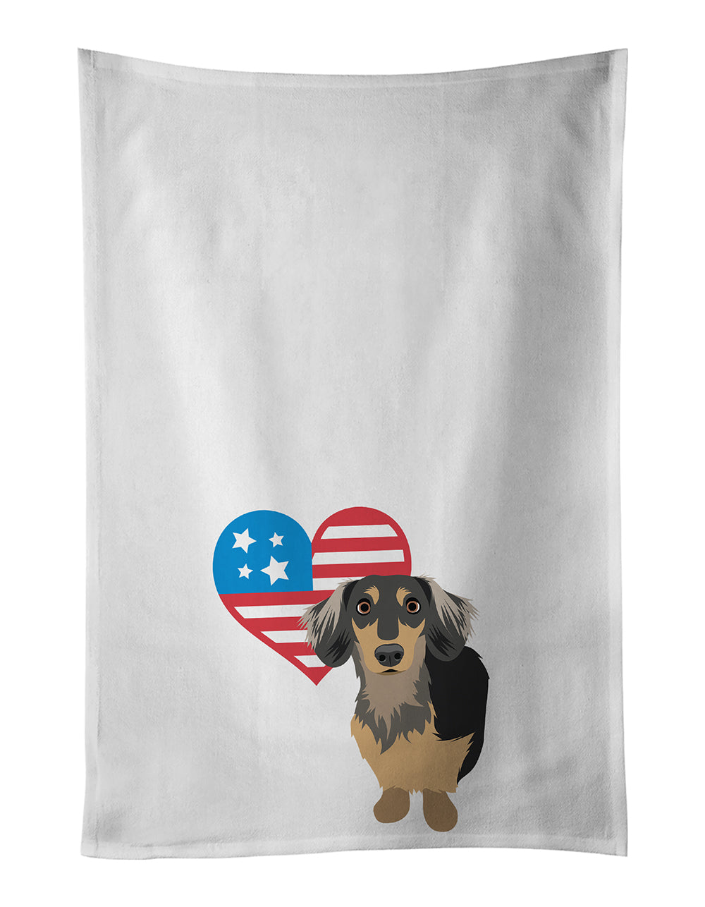 Buy this Dachshund Black and Tan #4 Patriotic White Kitchen Towel Set of 2