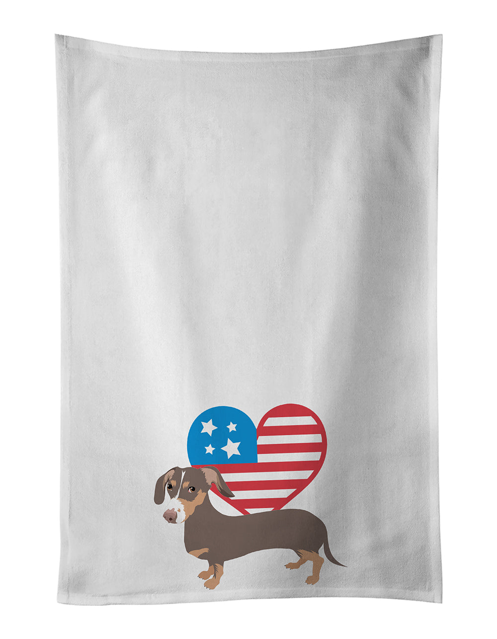 Buy this Dachshund Chocolate and Tan Patriotic White Kitchen Towel Set of 2