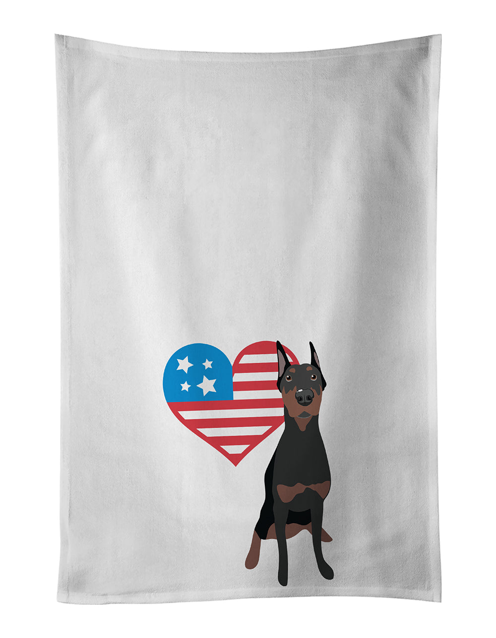 Buy this Doberman Pinscher Black Cropped Ears Patriotic White Kitchen Towel Set of 2