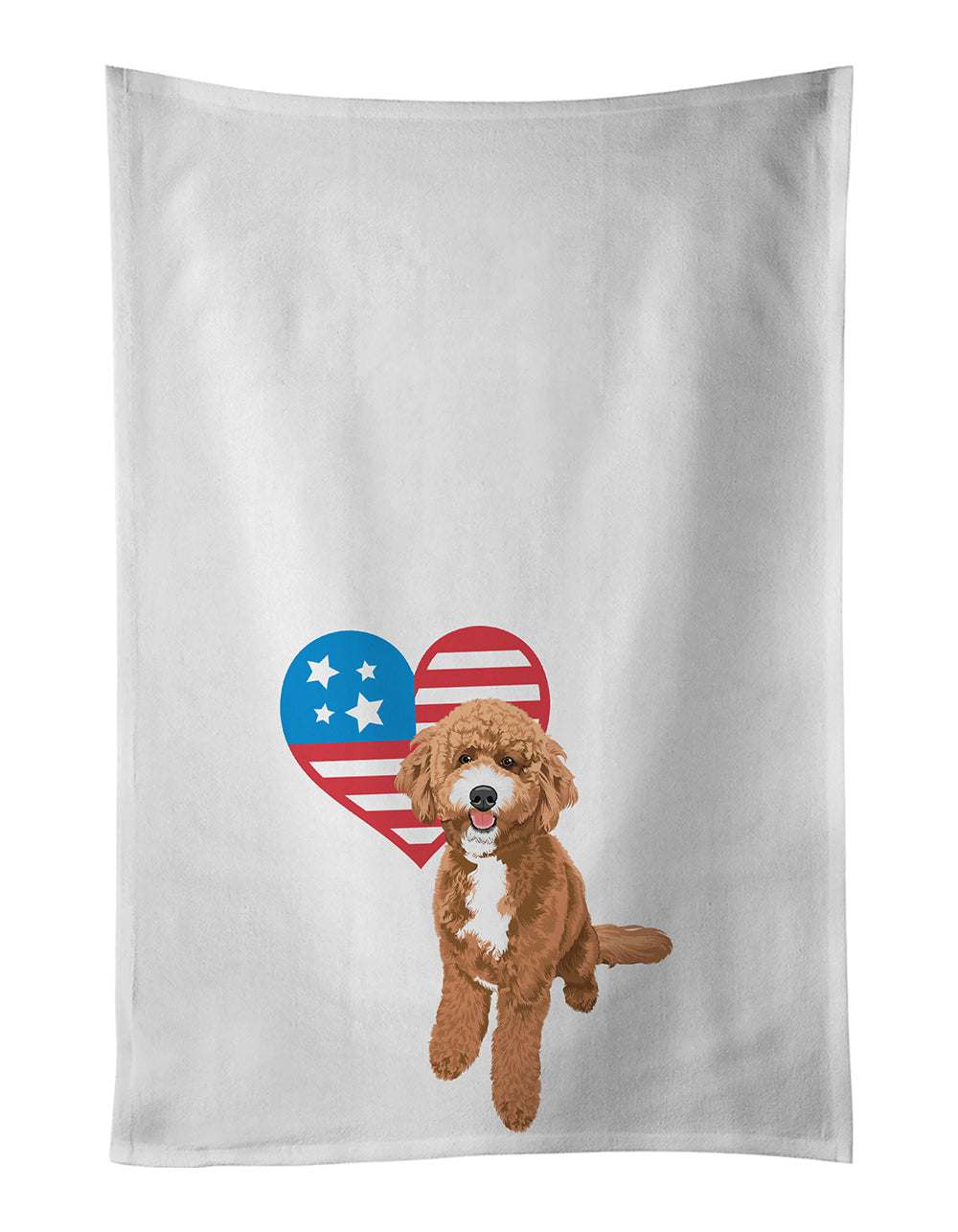 Caroline's Treasures Doodle Red and White Patriotic White Kitchen Towel Set of 2