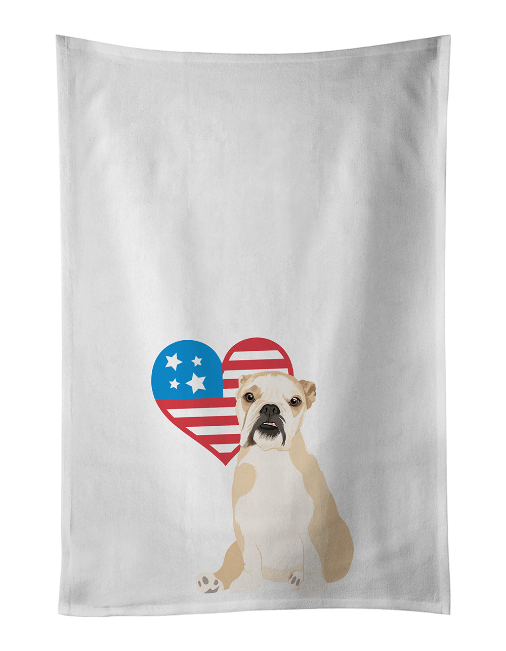 Buy this English Bulldog Fawn Puppy Patriotic White Kitchen Towel Set of 2