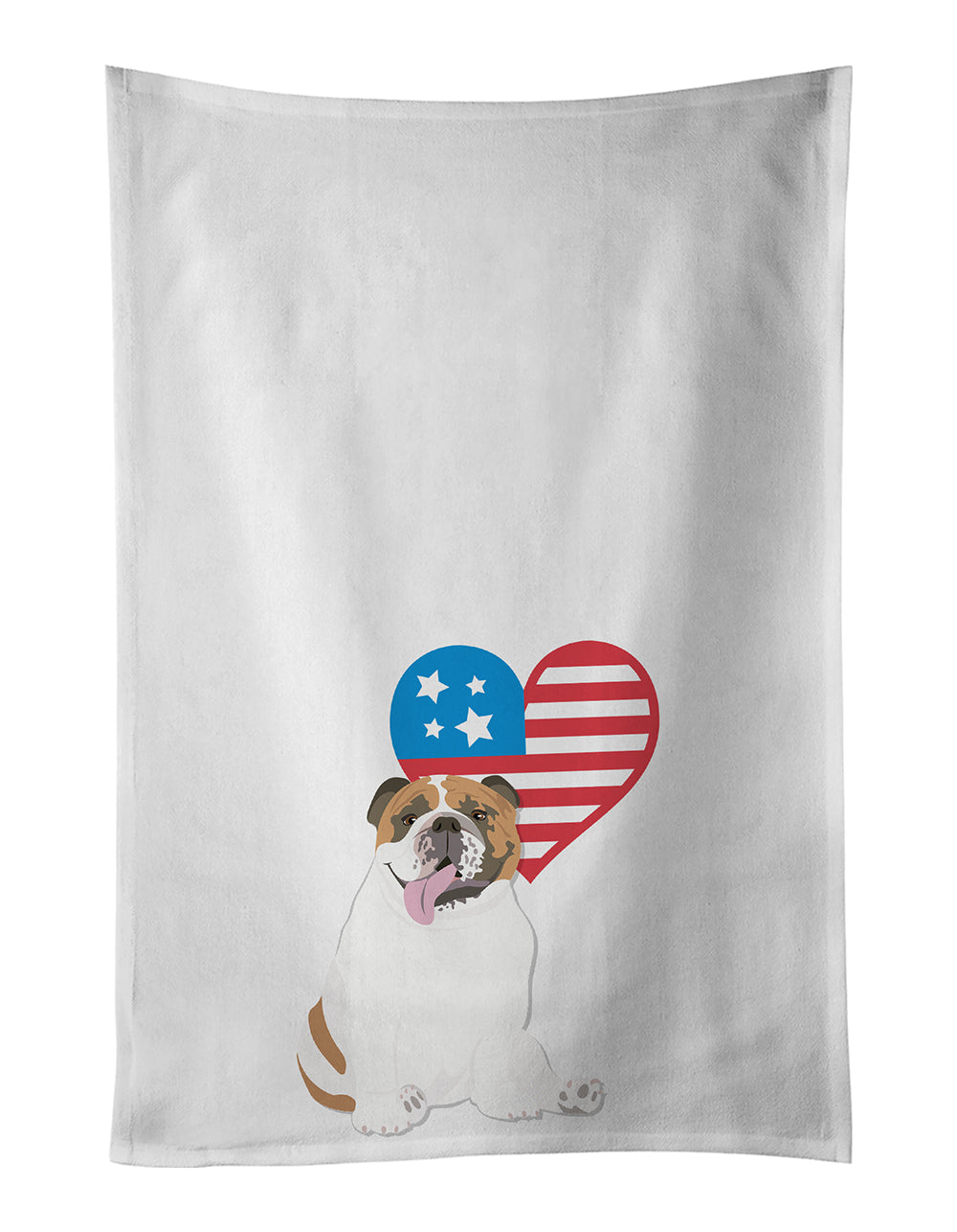 Buy this English Bulldog Tricolor #1 Patriotic White Kitchen Towel Set of 2