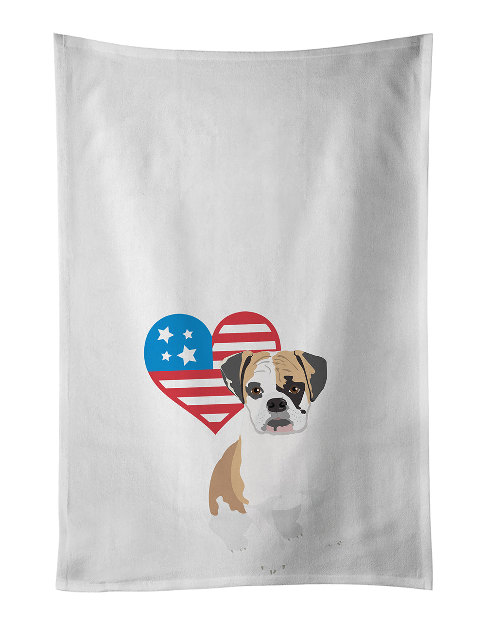 Buy this English Bulldog Tricolor #2 Patriotic White Kitchen Towel Set of 2