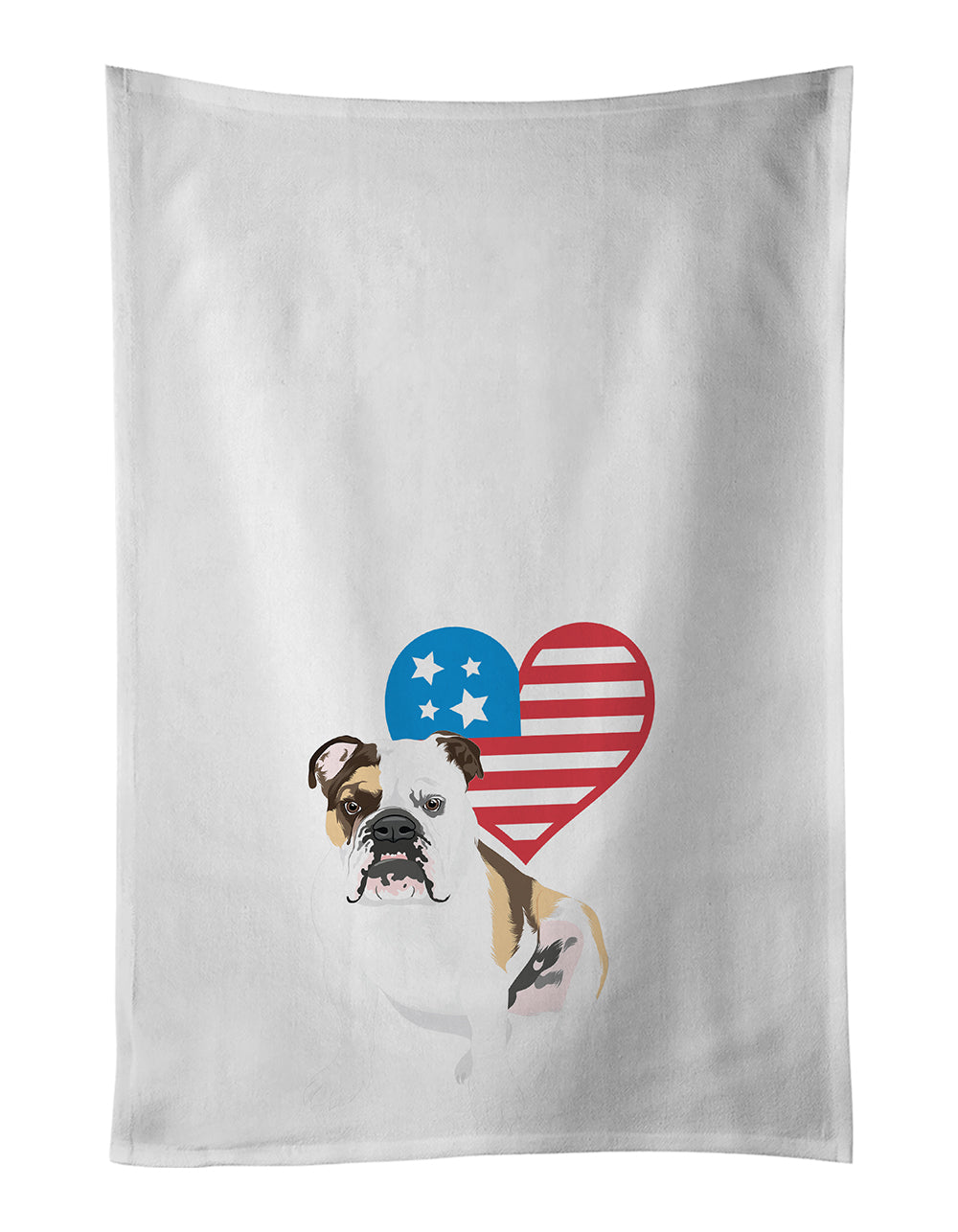 Buy this English Bulldog Tricolor #3 Patriotic White Kitchen Towel Set of 2