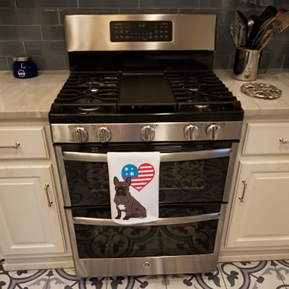 French Bulldog Brindle #1 Patriotic White Kitchen Towel Set of 2 - the-store.com