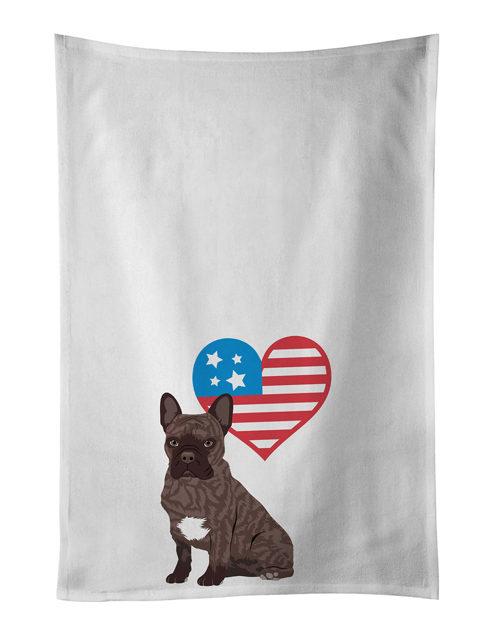Buy this French Bulldog Brindle #1 Patriotic White Kitchen Towel Set of 2