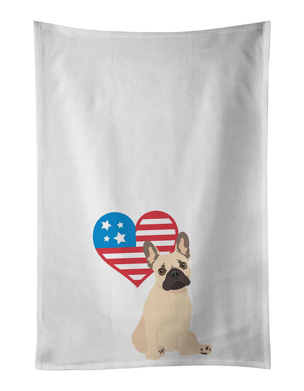 Buy this French Bulldog Fawn #1 Patriotic White Kitchen Towel Set of 2